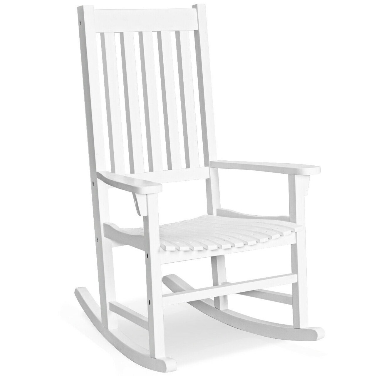 Wooden Rocking Chair Porch Rocker High Back Garden Seat For Indoor Outdoor